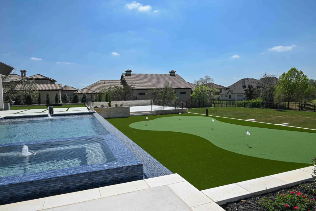 modern pool and putting green